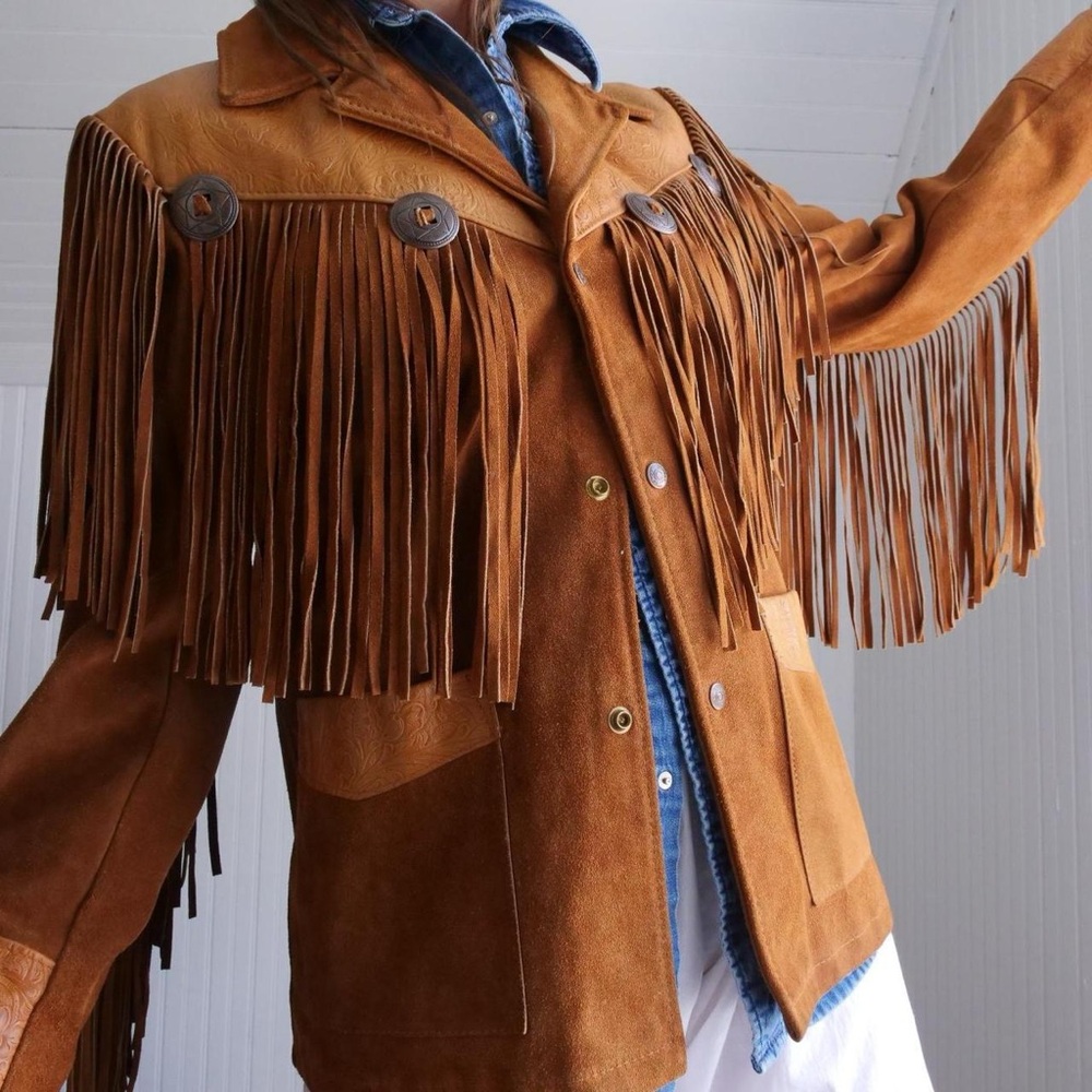 Schott NYC Brown Fringe Jacket